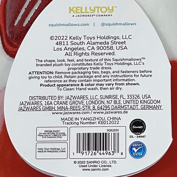 SQUISHMALLOWS Official Kellytoy Plush 6.5 Inch Hello Kitty Red Heart Sunglasses - Picture 6 of 8